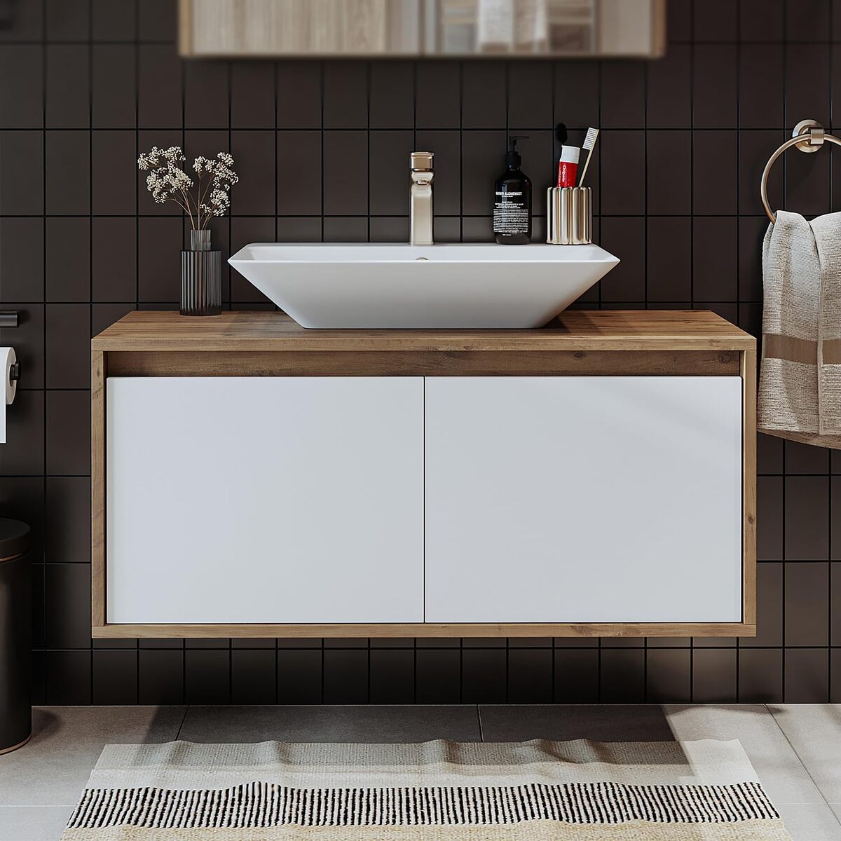 Test de l'armoire basse Roomart avec lavabo en céramique