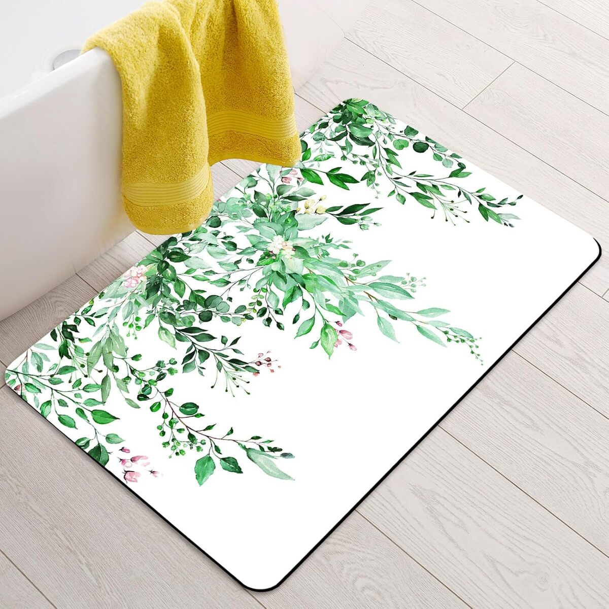 Test du tapis de bain BBiggood : absorption et style eucalyptus