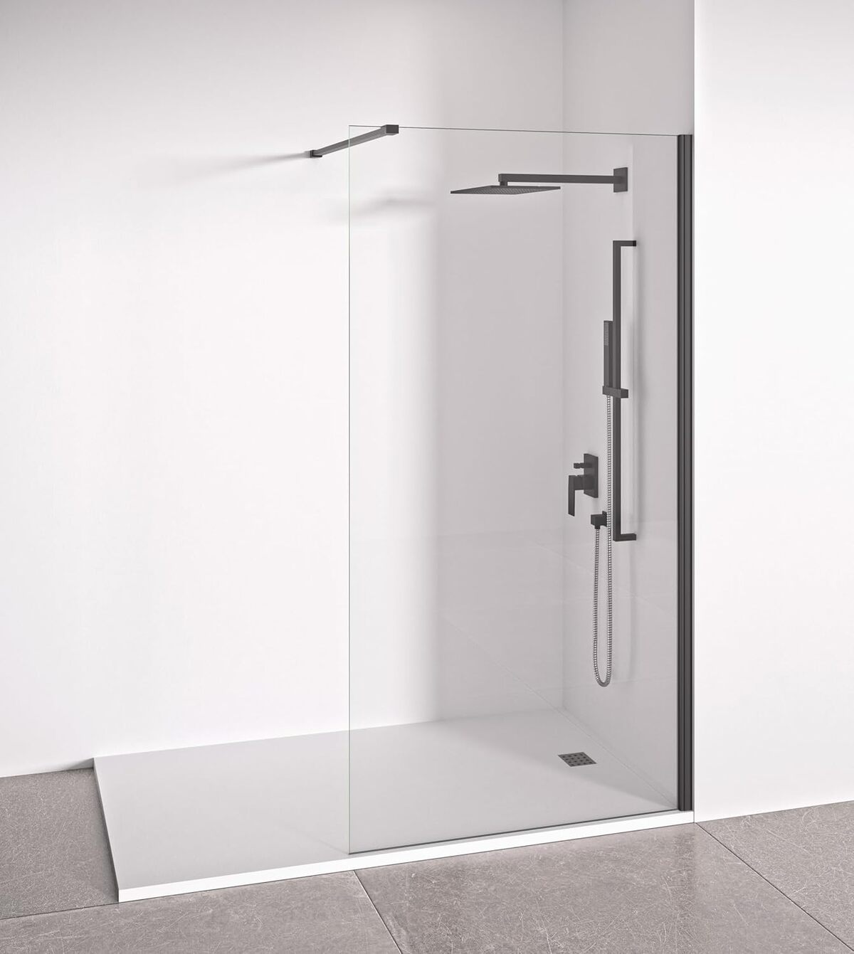Test : paroi de douche fixe en verre trempé noir mat