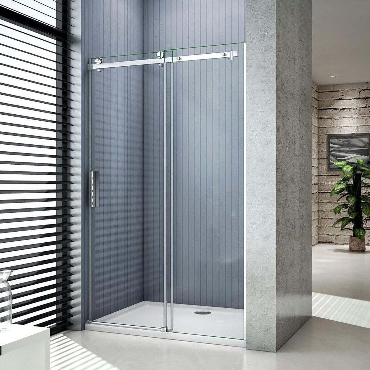 Test de la porte de douche coulissante 120x195 cm en verre trempé
