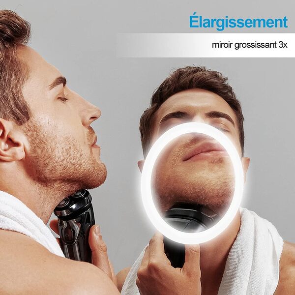 Heilmetz Miroir LED Salle de Bain 80 x 60 cm, Miroir Salle de Bain avec Interrupteur Tactile + Loupe 3X + 6500K Lumière Blanche Froide, Miroir LED avec Fonction mémoire