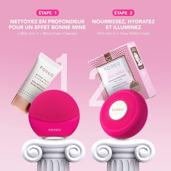 FOREO Skin Supremes LUNA mini 3 & UFO mini 2 | Brosse nettoyante visage & Masque LED coffret de soins de la peau | Cadeau pour femme | Brosse nettoyante exfoliante et luminothérapie visage |