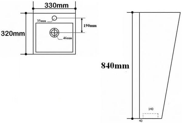 Rue Du Bain - Lave Main Totem Carré - Céramique Blanc - 33x84 cm - Line