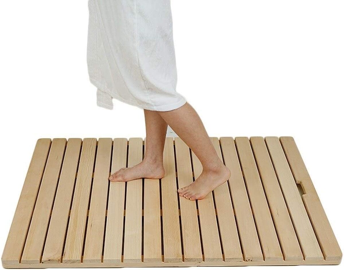 Test du tapis de bain en bois massif JIAJUAN