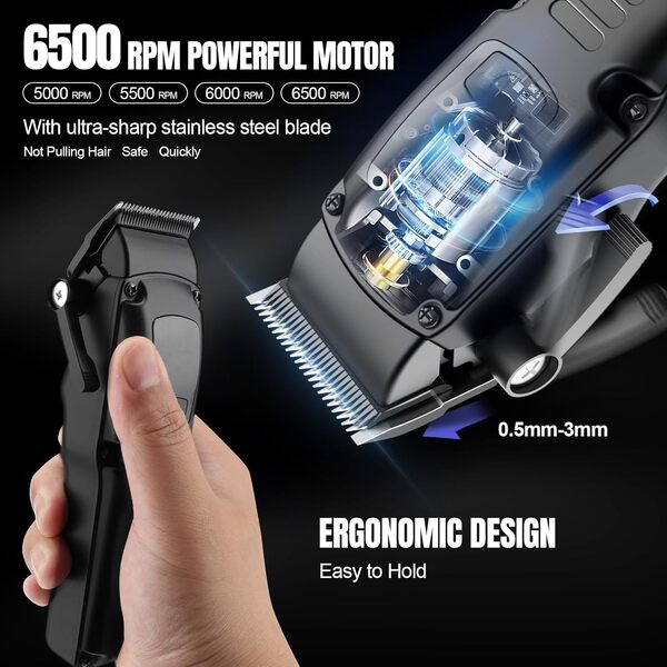 Tondeuse à cheveux professionnelle Zesuti, kit sans fil, lame T zéro écart, rasoir électrique 8500 tr/min, étui EVA, cadeau homme