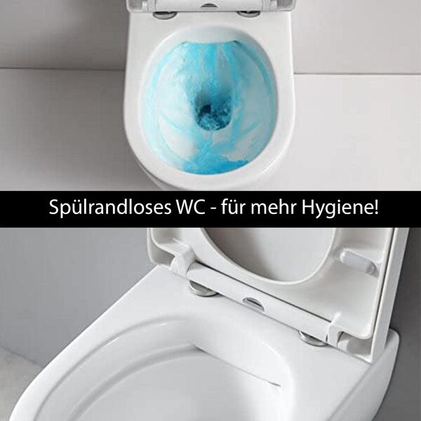 BERNSTEIN - WC suspendu design sans rebords céramique sanitaire Toilettes mural à poser, Abattant standard - Blanc - 54,5x36x33cm - NT2039