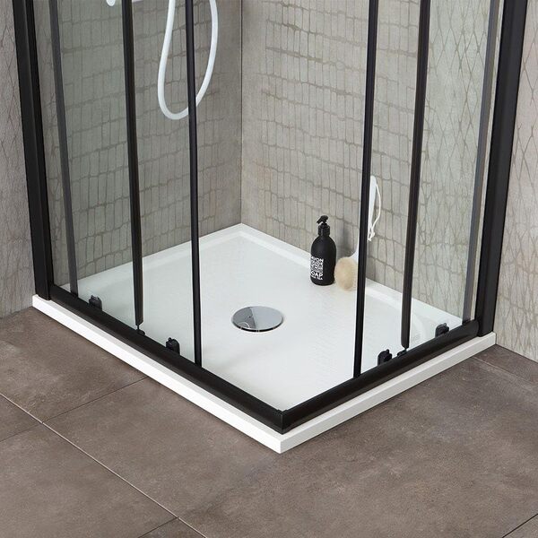 Kiamami Valentina - Cabine de douche 90x90 avec profilé noir mat et verre transparent, h 190 | City