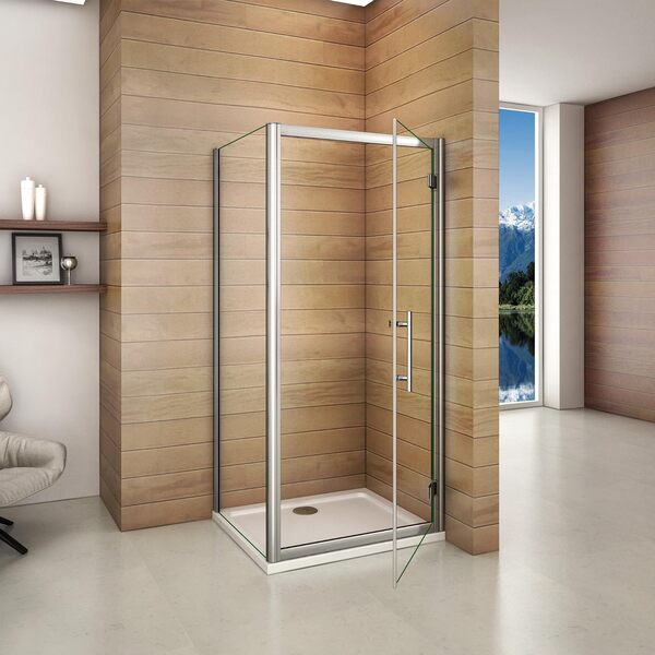 Cabine de douche 80x70x185cm porte de pivotante avec une paroi de douche