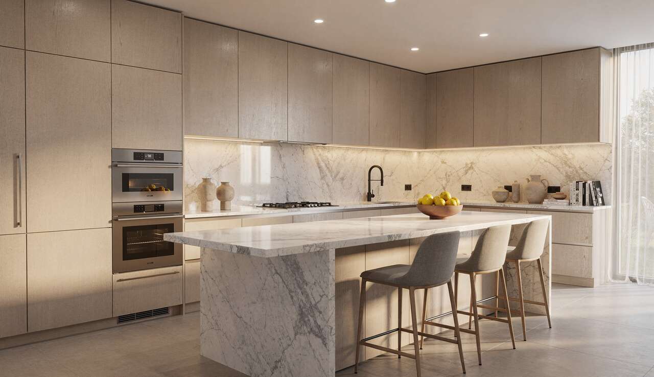 Incorporer des mat&eacute;riaux naturels : le choix du bois et du marbre